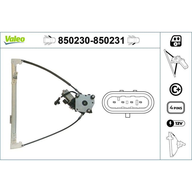 Valeo Electric Window Regulator Lifter Left Front 850230