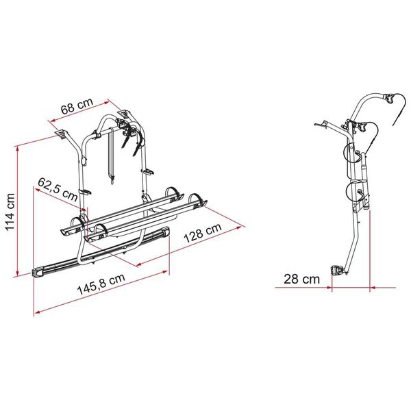 Carry-Bike PSA (fits Citroën Jumpy III, Spacetourer 2016 H1, Opel/Vauxhall Vivaro C, Zafira Life, Vivaro Life ?2019 H1, Peugeot Expert III, Traveller 2016 H1, Toyota ProAce II / Verso 2016 H1, also lift roof, Rail Plus, 2–4 bikes / 2 E-Bike)