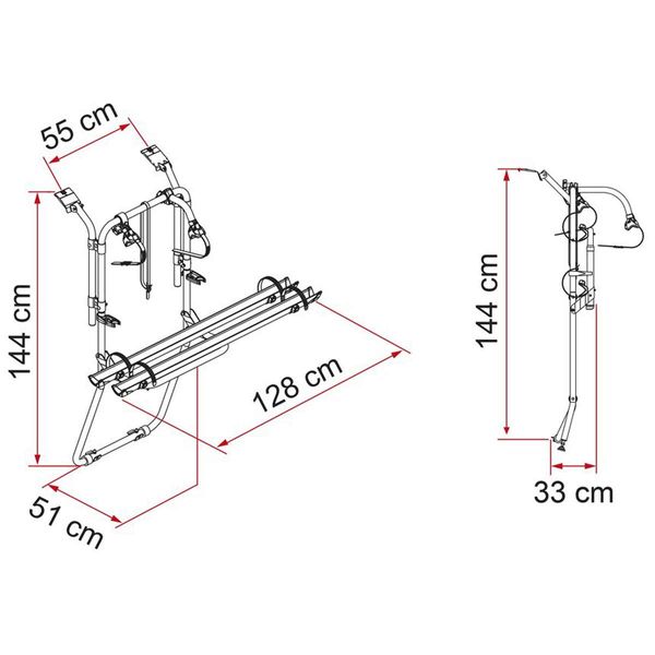 Fiamma Carry-Bike Vivaro / Trafic / Talento D (fits Renault Trafic III, Nissan NV300, Fiat Talento ?2014 H1, Opel Vivaro B, Vauxhall Vivaro B ?2014–?2018 H1, Rail Plus, 2–2 bikes / 2 E-Bike, Deep Black)