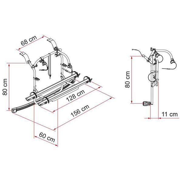Fiamma Carry-Bike Ford Transit Custom Nugget / Nugget Plus Highroof (fits Nugget / Nugget Plus raised roof ?2012–?2023, Rail Plus, 2–3 bikes / 2 E-Bike, Deep Black)