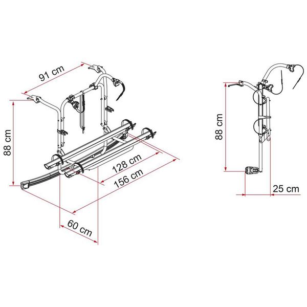 Carry-Bike Ford Custom Deep Black (fits Transit/Tourneo Custom single tailgate ?2012–?2023, H1, also lift roof, Rail Plus, 2–3 bikes / 2 E-Bike)