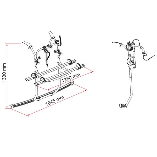 Carry-Bike Ford Custom V710 (fits Transit/Tourneo Custom single tailgate ?2023–, H1, also lift roof + VW Transporter/Caravelle ?2025, Rail Plus, 2–4 bikes / 2 E-Bike)