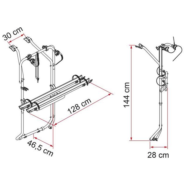 Fiamma VW T5 D / T6 D Fits Versions for double rear door VW T5 ( 2003 2014) and T6 ( 2014) Transporter / Caravelle / Multivan Bike Rack
