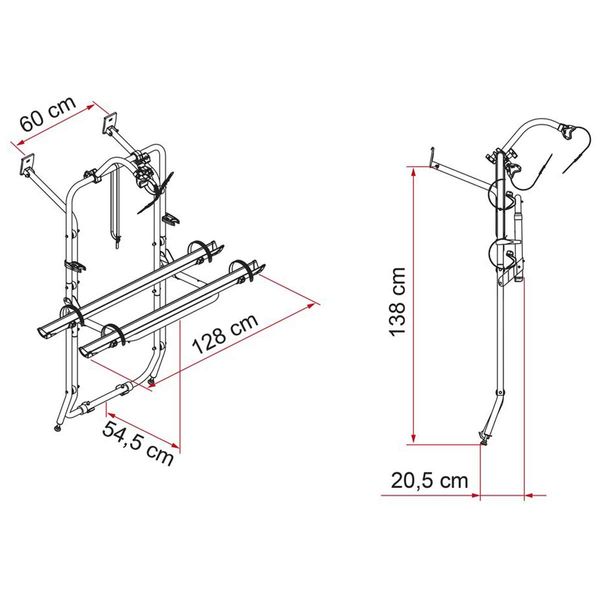 Fiamma Carry-Bike Mercedes Vito (fits Viano I, Vito I, Marco Polo I with single rear door 1996–2003, Rail Plus, 2–4 bikes / 2 E-Bike)