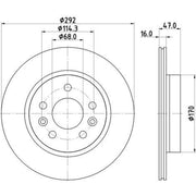 Mintex 2 x Vented Rear Brake Discs MDC3233C-x2