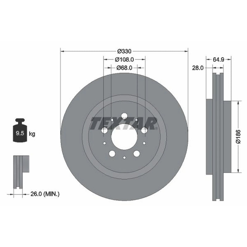 Textar 2 x Vented Rear Brake Discs 92178303-x2