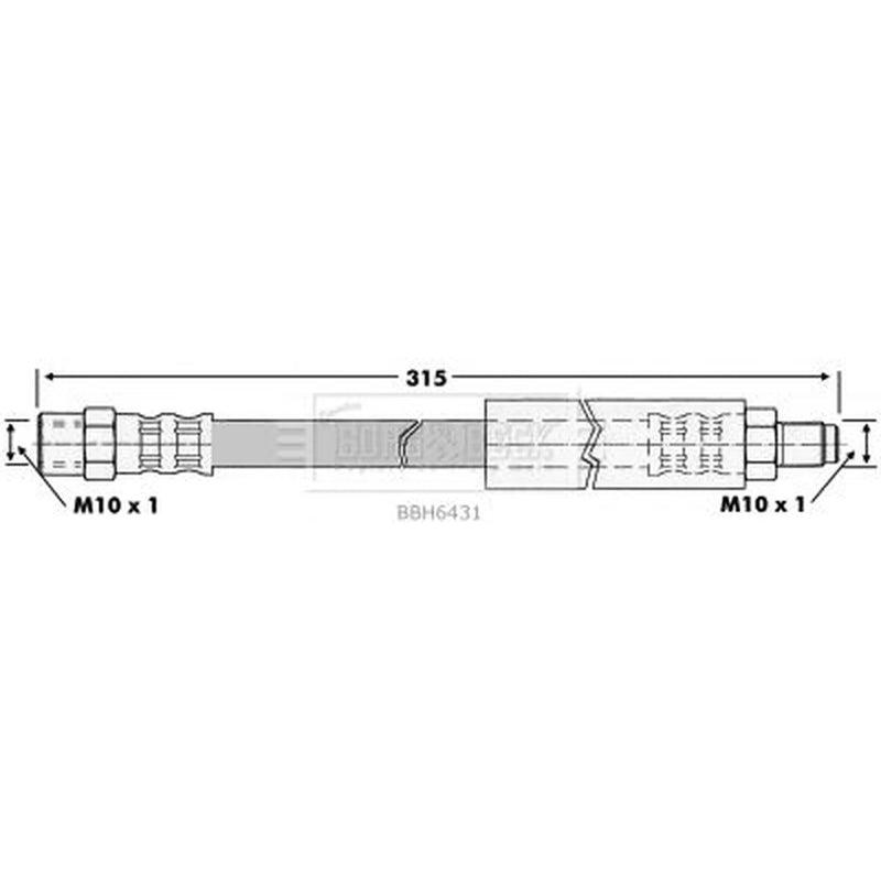 Borg & Beck Brake Hydraulic Hose Line Rear Right BBH6431