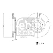 Febi 2 x Internally Vented Front Brake Discs 171478-x2