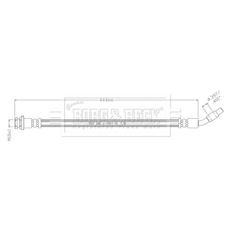 Borg & Beck Brake Hydraulic Hose Line Front Left BBH8907