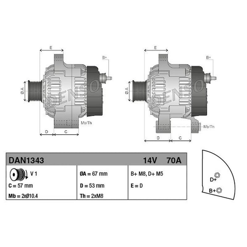 Denso Car Alternator 12V DAN1343
