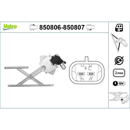 Valeo Electric Window Regulator Lifter Right Front 850807
