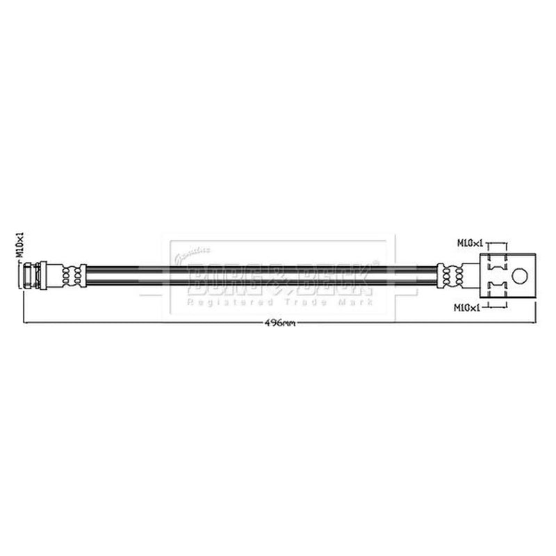 Borg & Beck Brake Hydraulic Hose Line Rear Right BBH8820