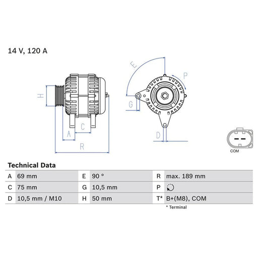 Bosch Car Alternator 12V 0 986 046 170
