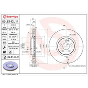 Brembo 2 x Vented Front Brake Discs 09.E143.11