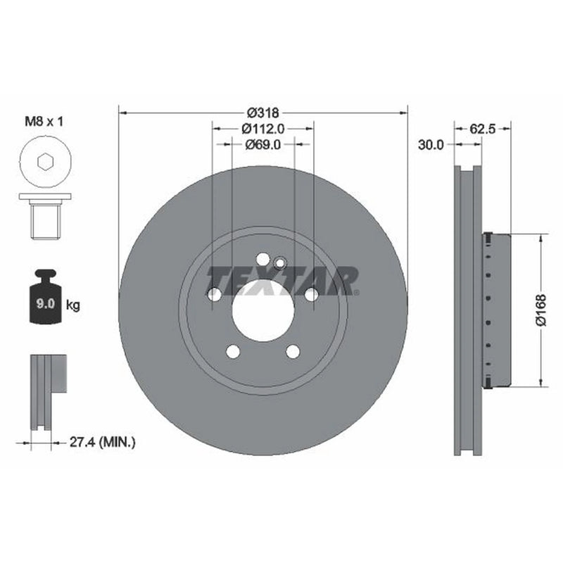Textar 2 x Two-Piece Front Brake Disc Brake Discs 92358825-x2