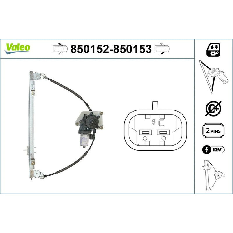 Valeo Electric Window Regulator Lifter Right Front 850153