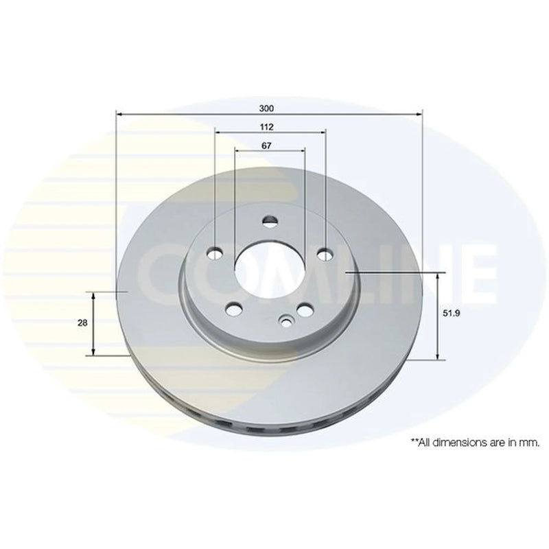 Comline 2 x Front Brake Discs ADC2818V-x2
