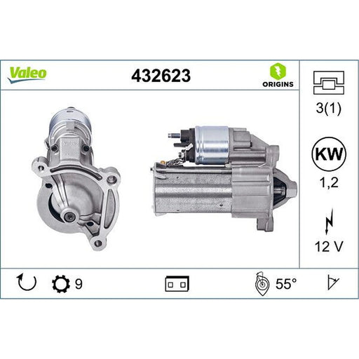 Valeo Starter Motor 12V 0.9kW Teeth 432623