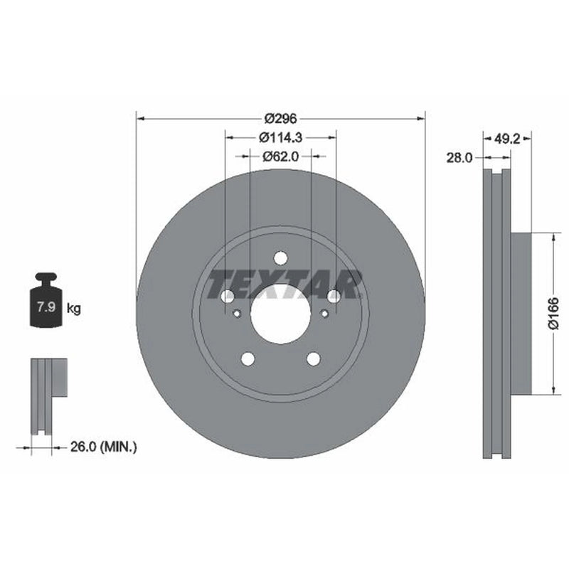 Textar 2 x Vented Front Brake Discs 92135800-x2