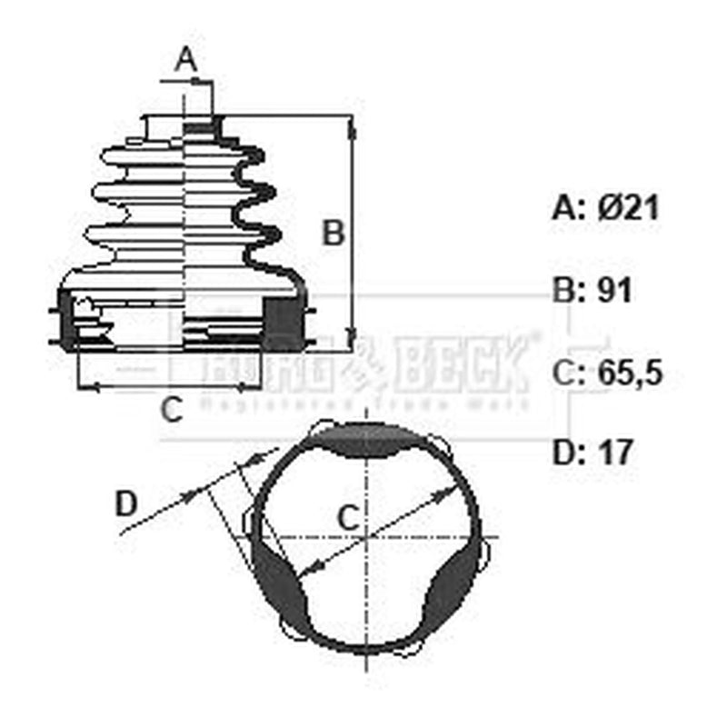 Borg & Beck Drive Shaft Bellow Kit transmission sided BCB6108