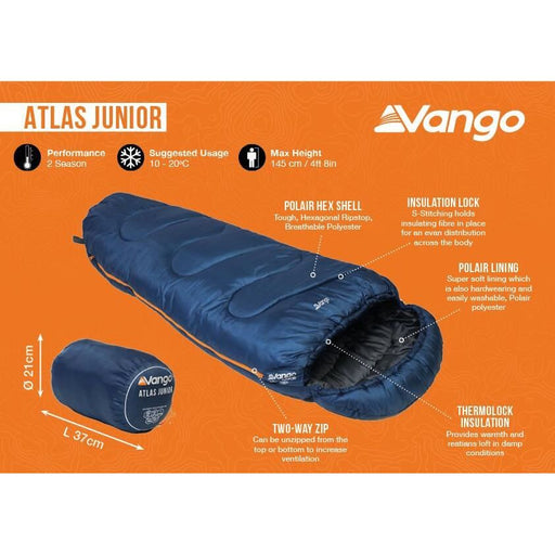 Vango Atlas Junior Junior Ink Blue Sleeping Bag Junior - Vango - Van Life Living