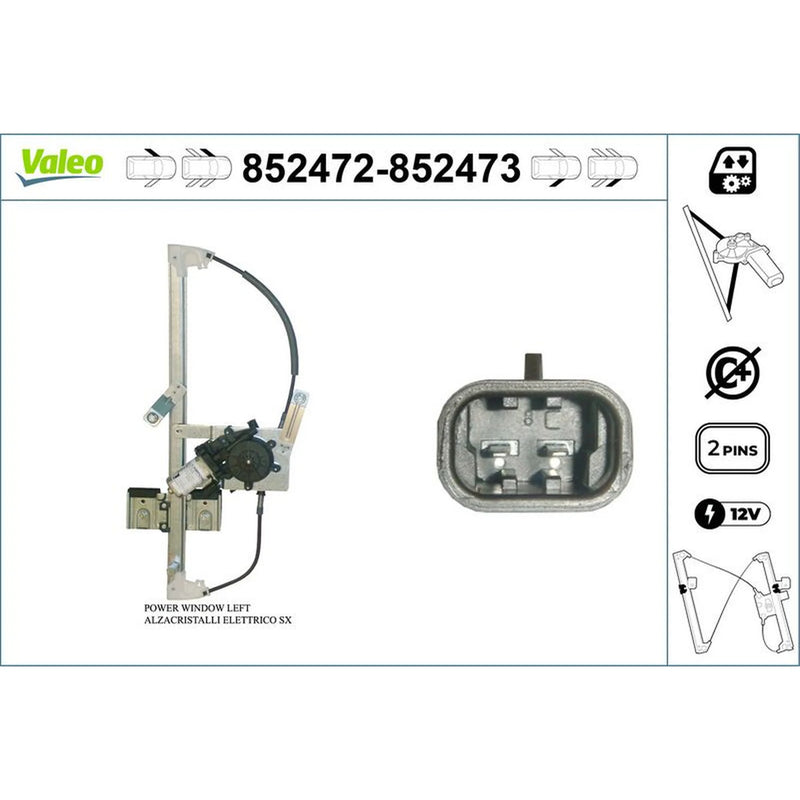 Valeo Electric Window Regulator Lifter Right Front 852473