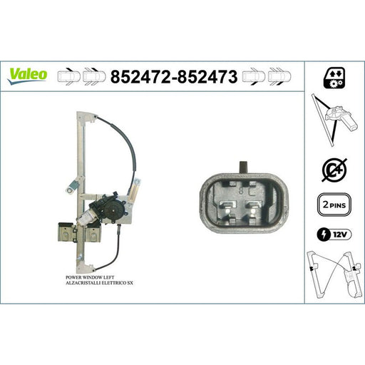 Valeo Electric Window Regulator Lifter Right Front 852473