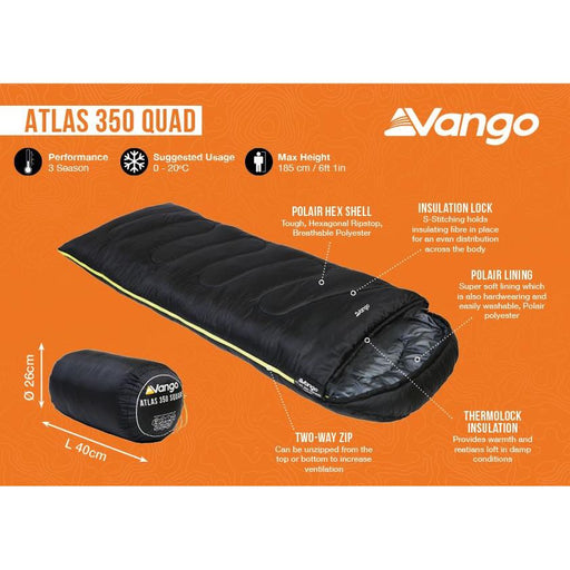 Vango Atlas 350 Quad Square Sleeping Bag 2024 - Vango - Van Life Living