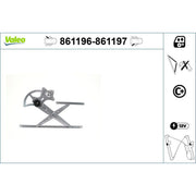 Valeo Electric Window Regulator Lifter Right Rear 861197