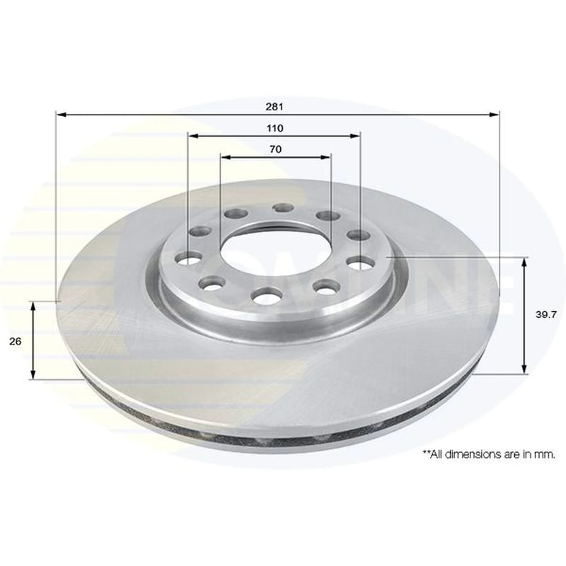 Comline 2 x Vented Front Brake Discs ADC1845V-x2