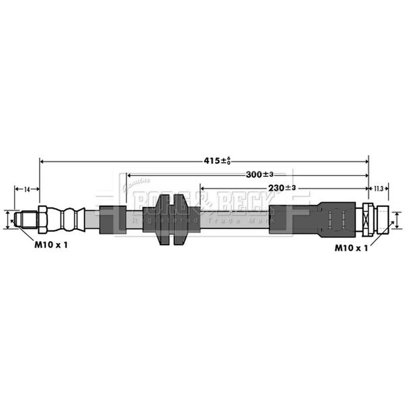 Borg & Beck Brake Hydraulic Hose Line Rear Right BBH7376