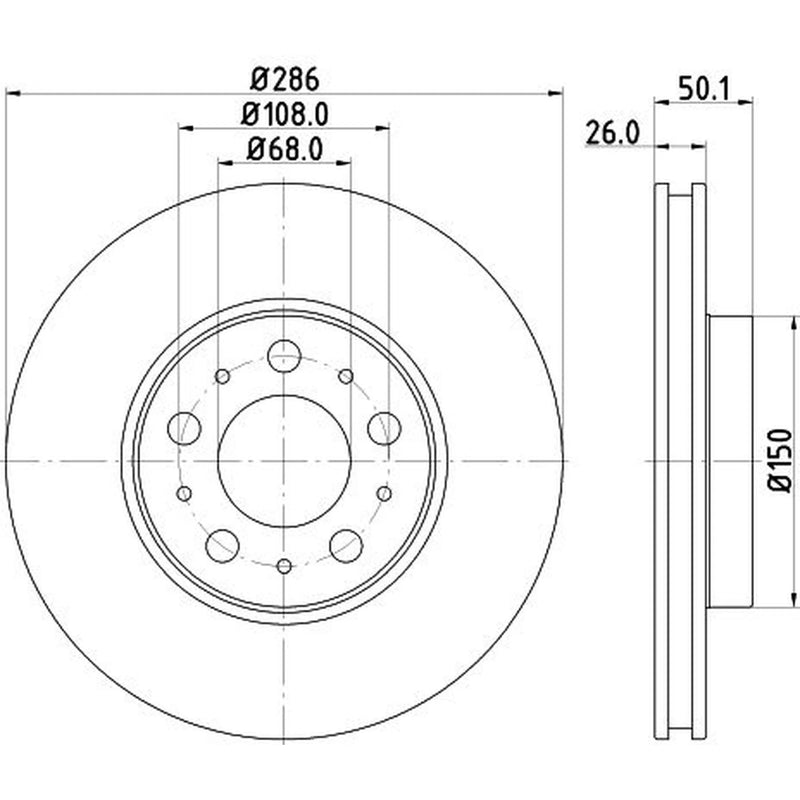 Mintex 2 x Externally Vented Front Brake Discs MDC1432C-x2