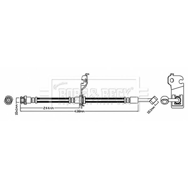 Borg & Beck Brake Hydraulic Hose Line Rear Right BBH7472