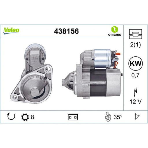 Valeo Starter Motor 12V 0.7kW 8 Teeth 438156