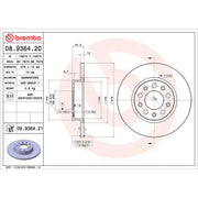 Brembo 2 x Solid Rear Brake Discs 08.9364.21-x2