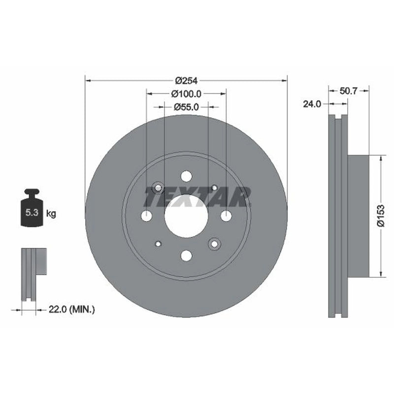 Textar 2 x Vented Front Brake Discs 92147000