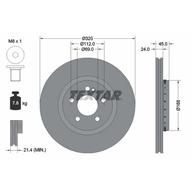 Textar 2 x Two-Piece Rear Brake Disc Brake Discs 92358925-x2