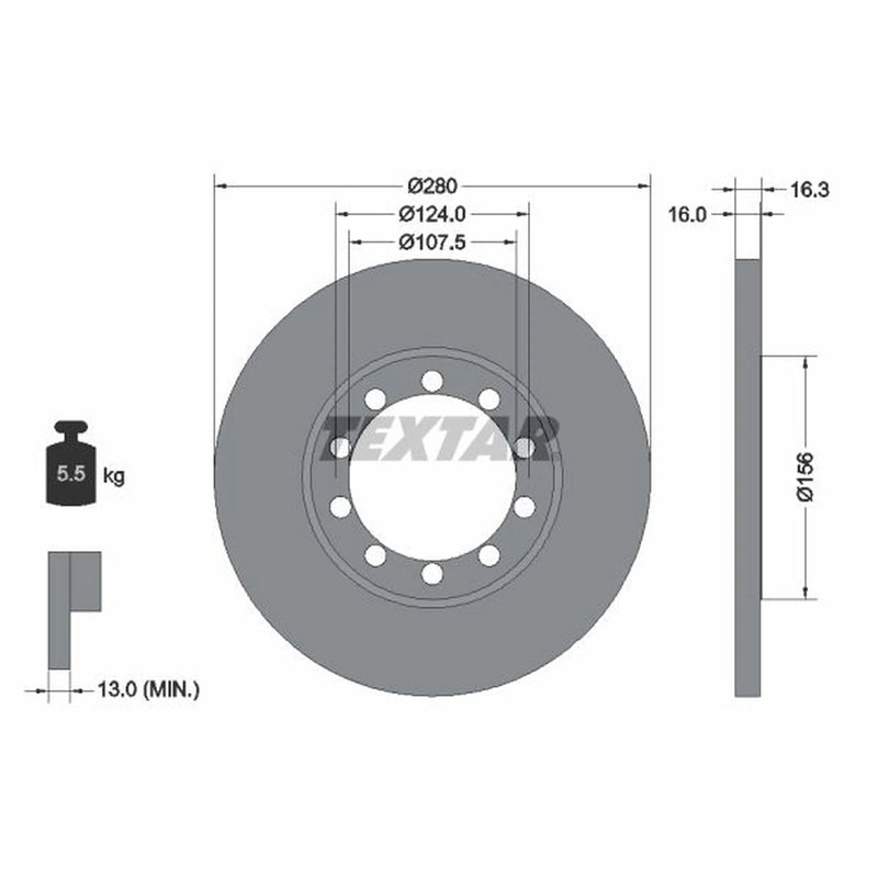 Textar 2 x Solid Rear Brake Discs 92152003-x2