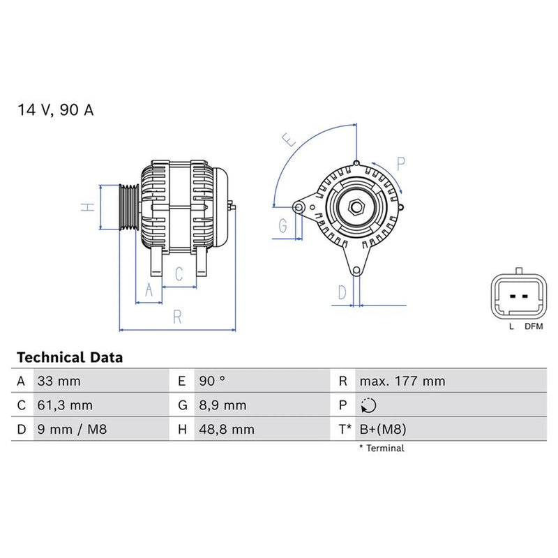 Bosch Car Alternator 12V 0 986 086 230