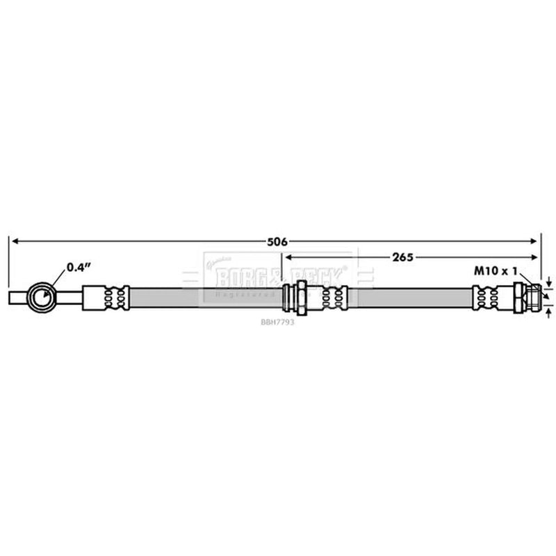 Borg & Beck Brake Hydraulic Hose Line Rear Right BBH7793