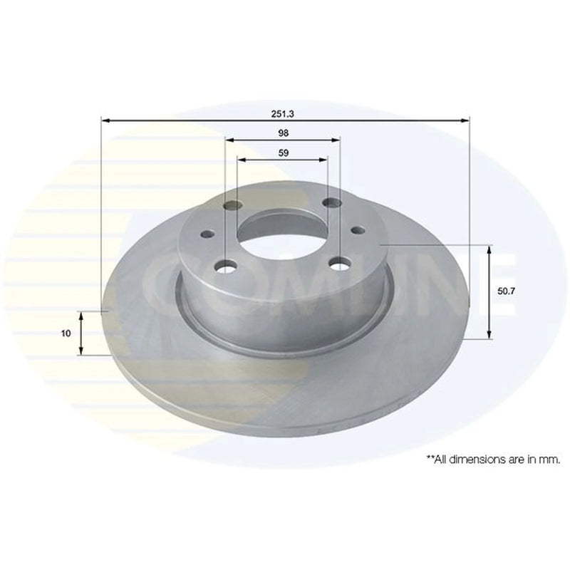 Comline 2 x Solid Rear Brake Discs ADC1809-x2