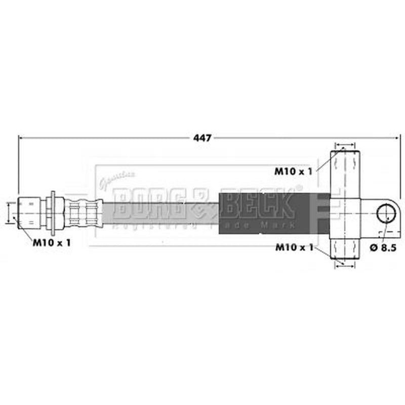 Borg & Beck Brake Hydraulic Hose Line Front Right BBH6167