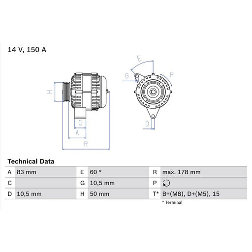 Bosch Car Alternator 12V 0 986 041 550