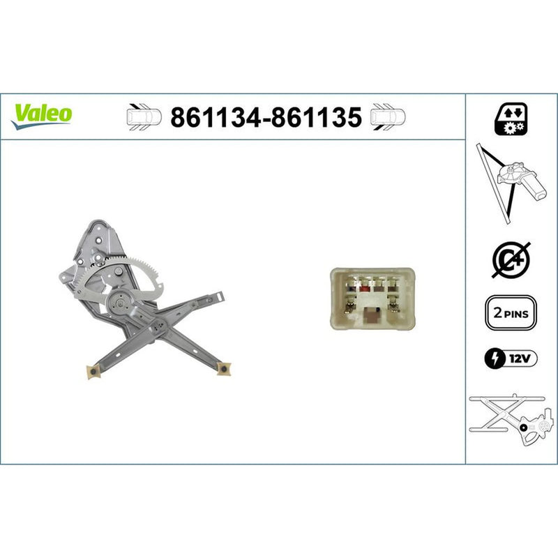 Valeo Electric Window Regulator Lifter Right Rear 861135