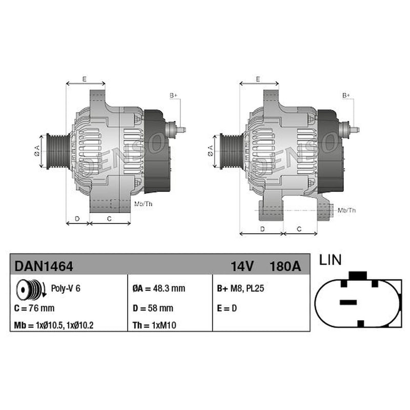 Denso Car Alternator 12V DAN1464