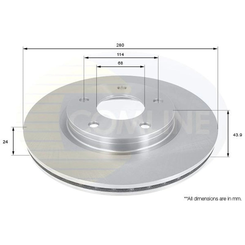 Comline 2 x Vented Front Brake Discs ADC0277V-x2