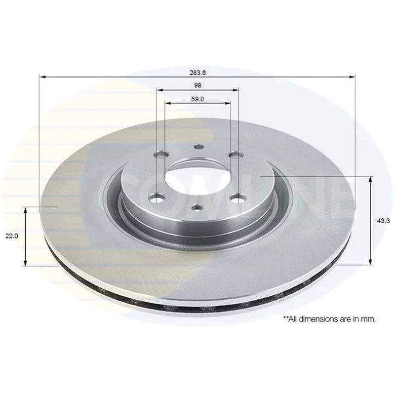 Comline 2 x Vented Front Brake Discs ADC1811V-x2