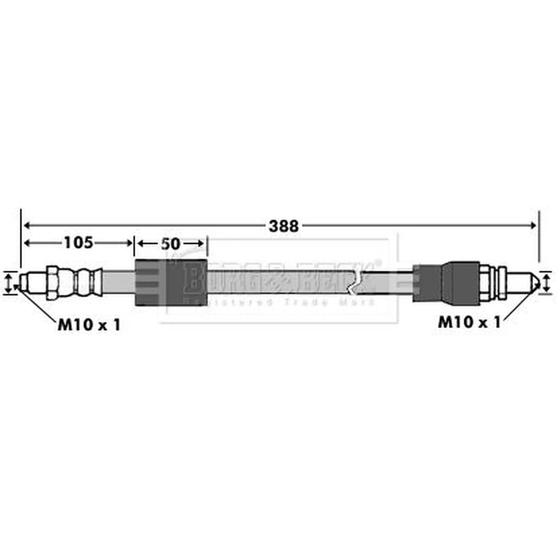 Borg & Beck Brake Hydraulic Hose Line Rear Right BBH7327