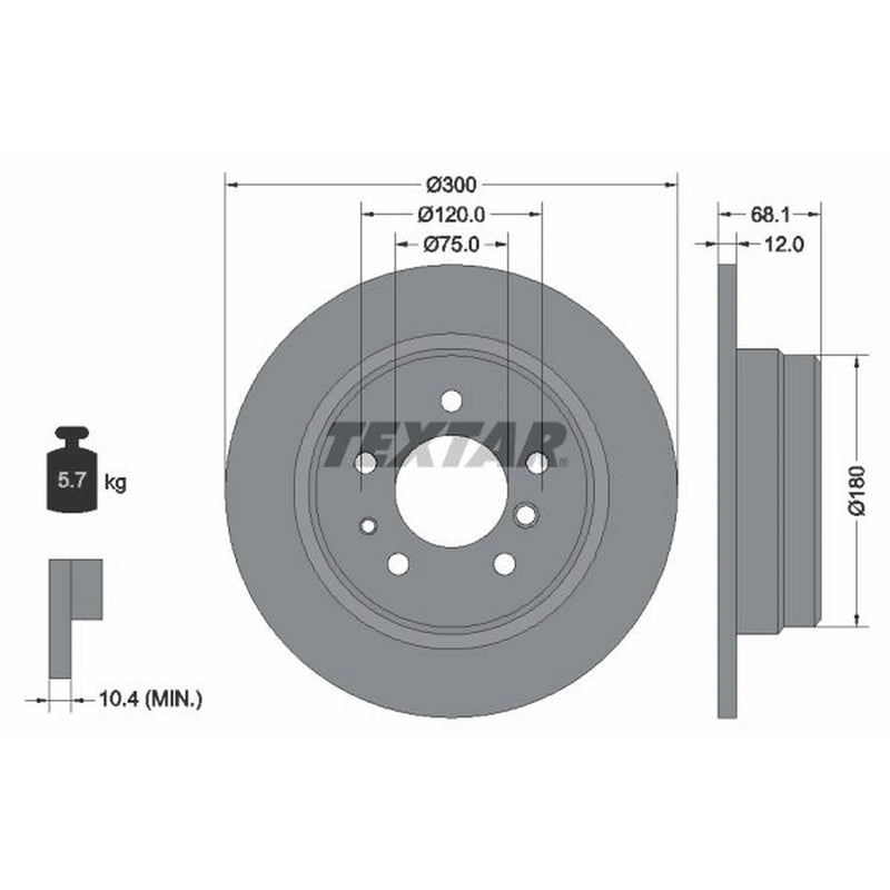 Textar 2 x Solid Rear Brake Discs 92042500-x2