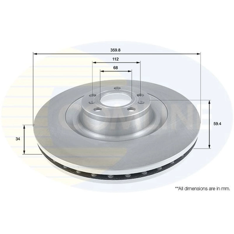 Comline 2 x Vented Front Brake Discs ADC2607V-x2